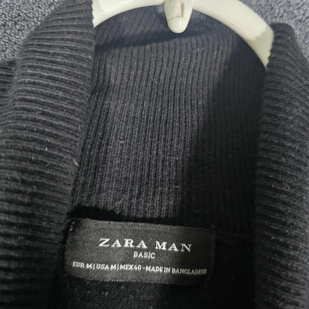 Zara Man Basic Mock Neck Knit Sweater Mens Medium Black Long‎ Sleeve